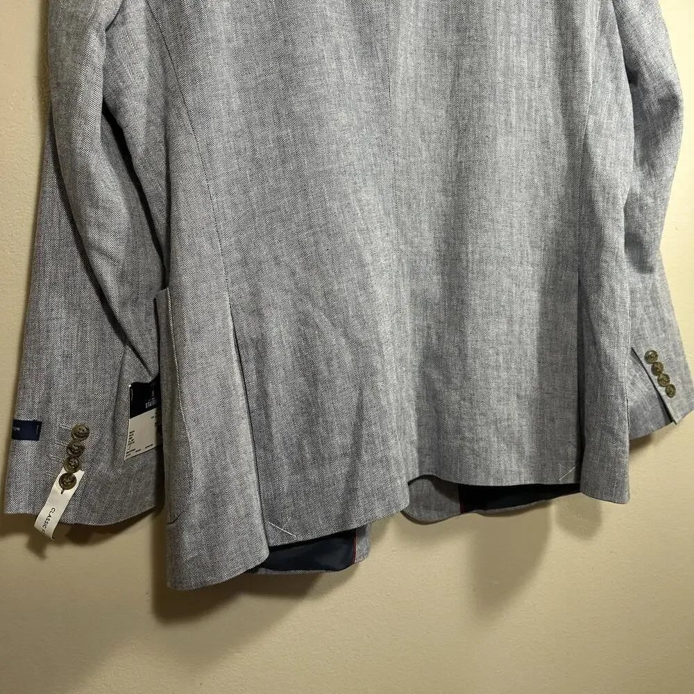 Stafford Jacket Linen Cotton Hopsack Blazer Sport Coat Indigo‎ 48R